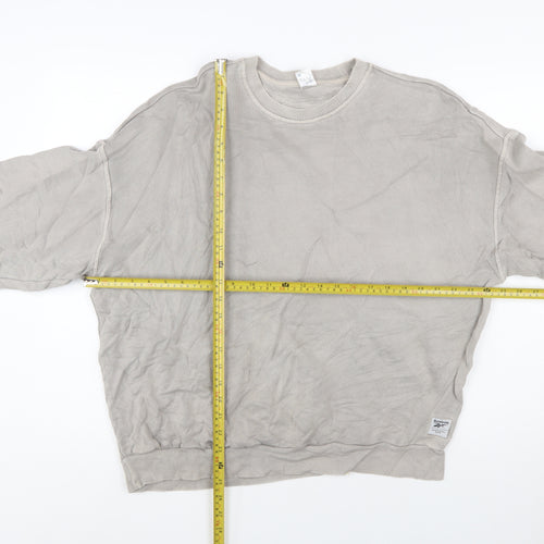 Reebok Womens Beige Crew Neck Pullover Sweatshirt Size M Cotton