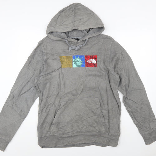 The North Face Men's Grey Pullover Hoodie M Graphic Logo Outdoor