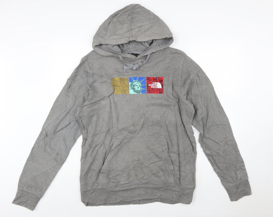 The North Face Men's Grey Pullover Hoodie M Graphic Logo Outdoor