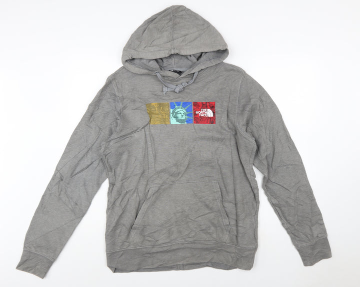 The North Face Men's Grey Pullover Hoodie M Graphic Logo Outdoor