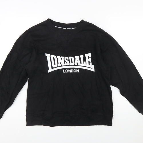 Lonsdale London Women's Black Cotton Blend Logo Sweatshirt Size 14