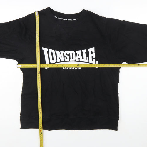 Lonsdale London Women's Black Cotton Blend Logo Sweatshirt Size 14
