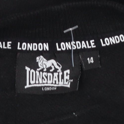 Lonsdale London Women's Black Cotton Blend Logo Sweatshirt Size 14