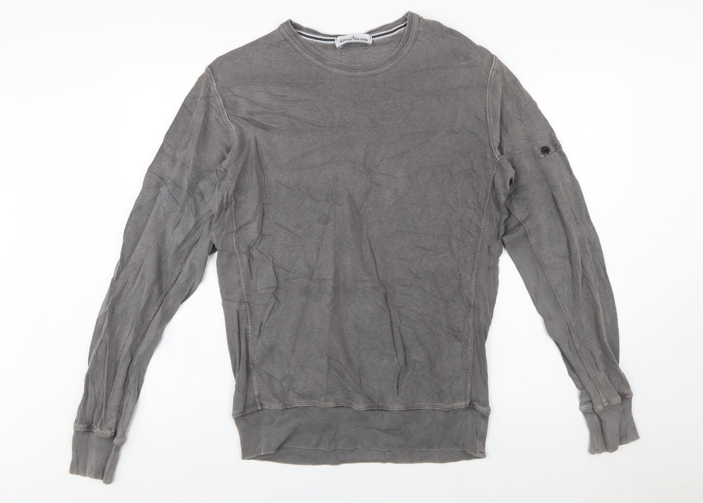 Stone Island Men’s Grey Cotton Crew Neck Pullover Sweatshirt L