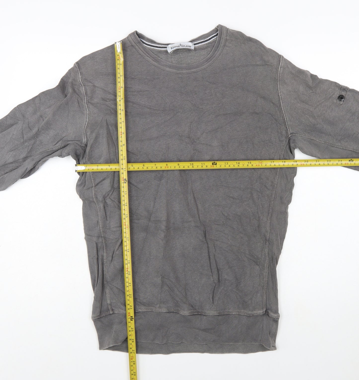 Stone Island Men’s Grey Cotton Crew Neck Pullover Sweatshirt L