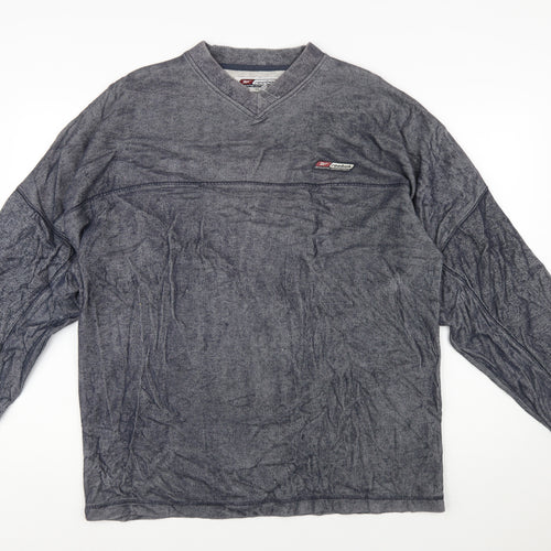 Reebok Men's Grey Pullover Sweatshirt L V-Neck Athletic Fit