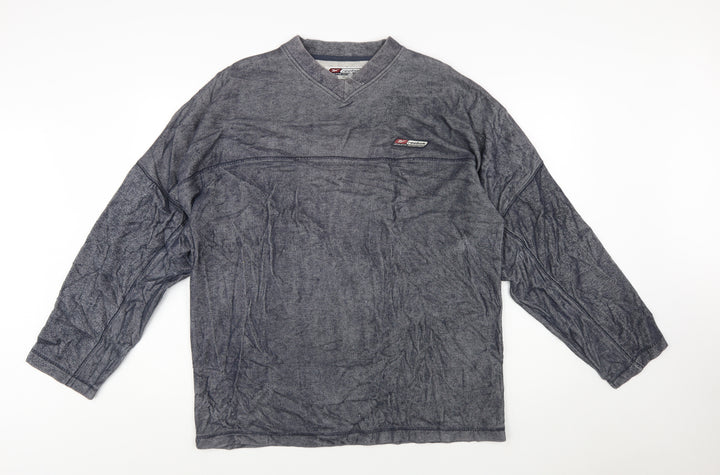 Reebok Men's Grey Pullover Sweatshirt L V-Neck Athletic Fit