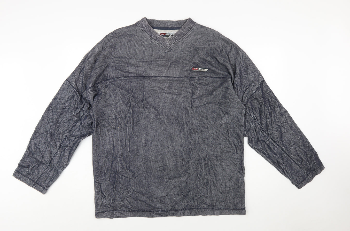 Reebok Men's Grey Pullover Sweatshirt L V-Neck Athletic Fit