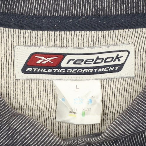 Reebok Men's Grey Pullover Sweatshirt L V-Neck Athletic Fit