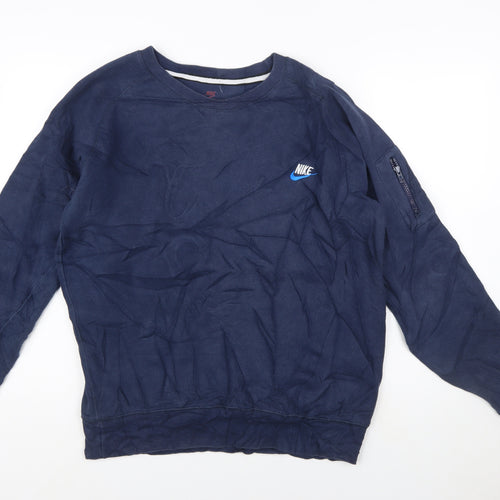 Nike Men's Blue Cotton Crew Neck Pullover Sweatshirt L