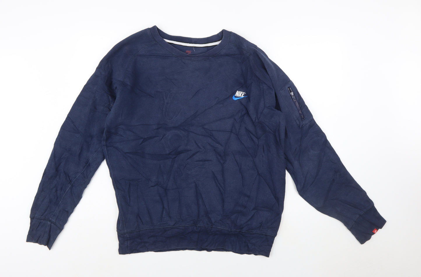 Nike Men's Blue Cotton Crew Neck Pullover Sweatshirt L
