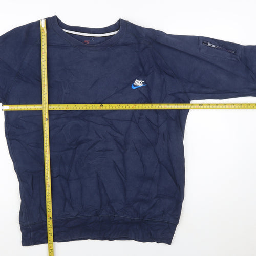 Nike Men's Blue Cotton Crew Neck Pullover Sweatshirt L