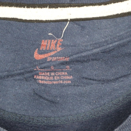 Nike Men's Blue Cotton Crew Neck Pullover Sweatshirt L