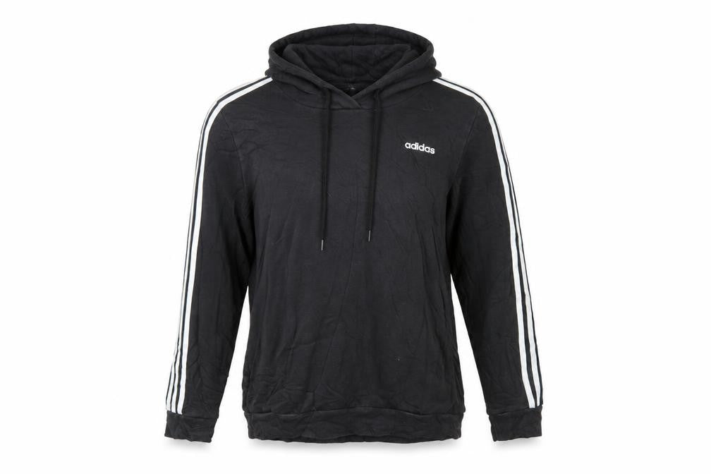 Front view of Adidas Women Black L Pullover Hoodie 3-Stripes Cotton Blend
