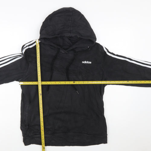 Adidas Women Black L Pullover Hoodie 3-Stripes Cotton Blend