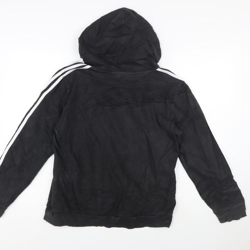 Adidas Women Black L Pullover Hoodie 3-Stripes Cotton Blend