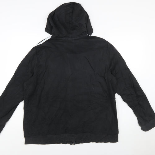 Adidas Men's Black 2XL Full Zip Hoodie with Logo Stripes