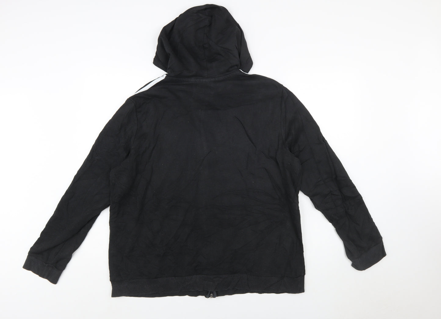 Adidas Men's Black 2XL Full Zip Hoodie with Logo Stripes