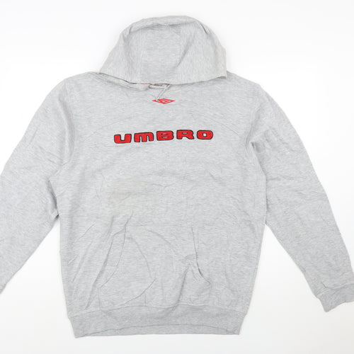 Umbro Mens Grey Pullover Hoodie M Sports Graphic Fleece