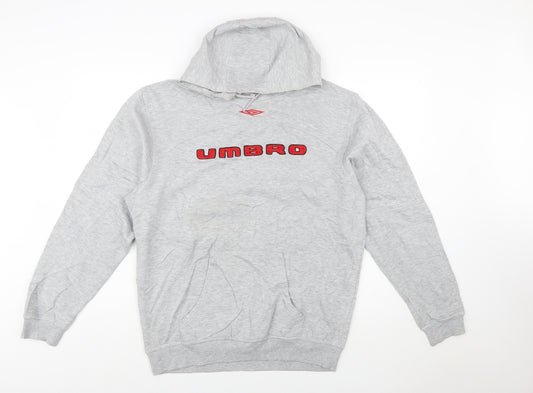 Umbro Mens Grey Pullover Hoodie M Sports Graphic Fleece