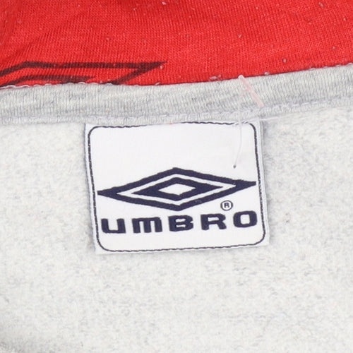 Umbro Mens Grey Pullover Hoodie M Sports Graphic Fleece