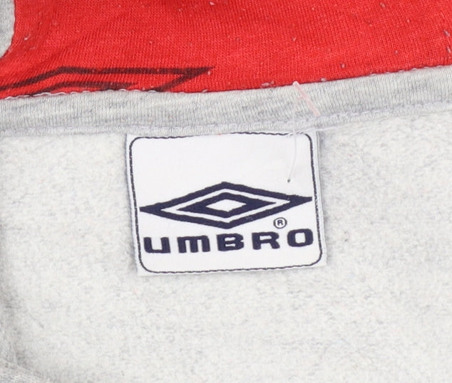 Umbro Mens Grey Pullover Hoodie M Sports Graphic Fleece