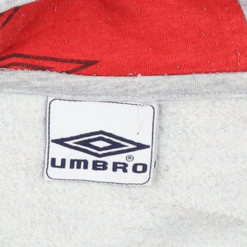 Umbro Mens Grey Pullover Hoodie M Sports Graphic Fleece