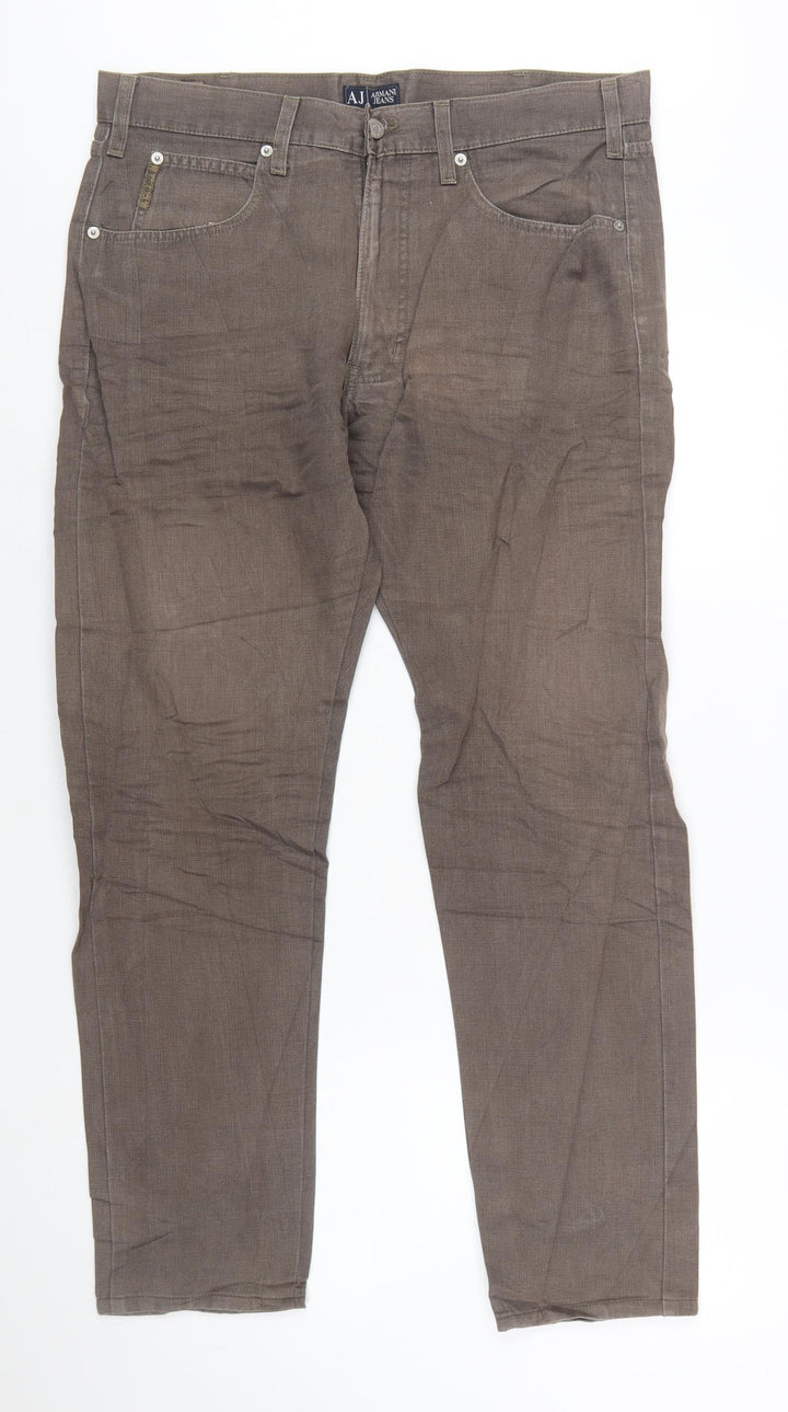 Armani Jeans Men's Brown Straight Leg Jeans Size 36 Regular Fit
