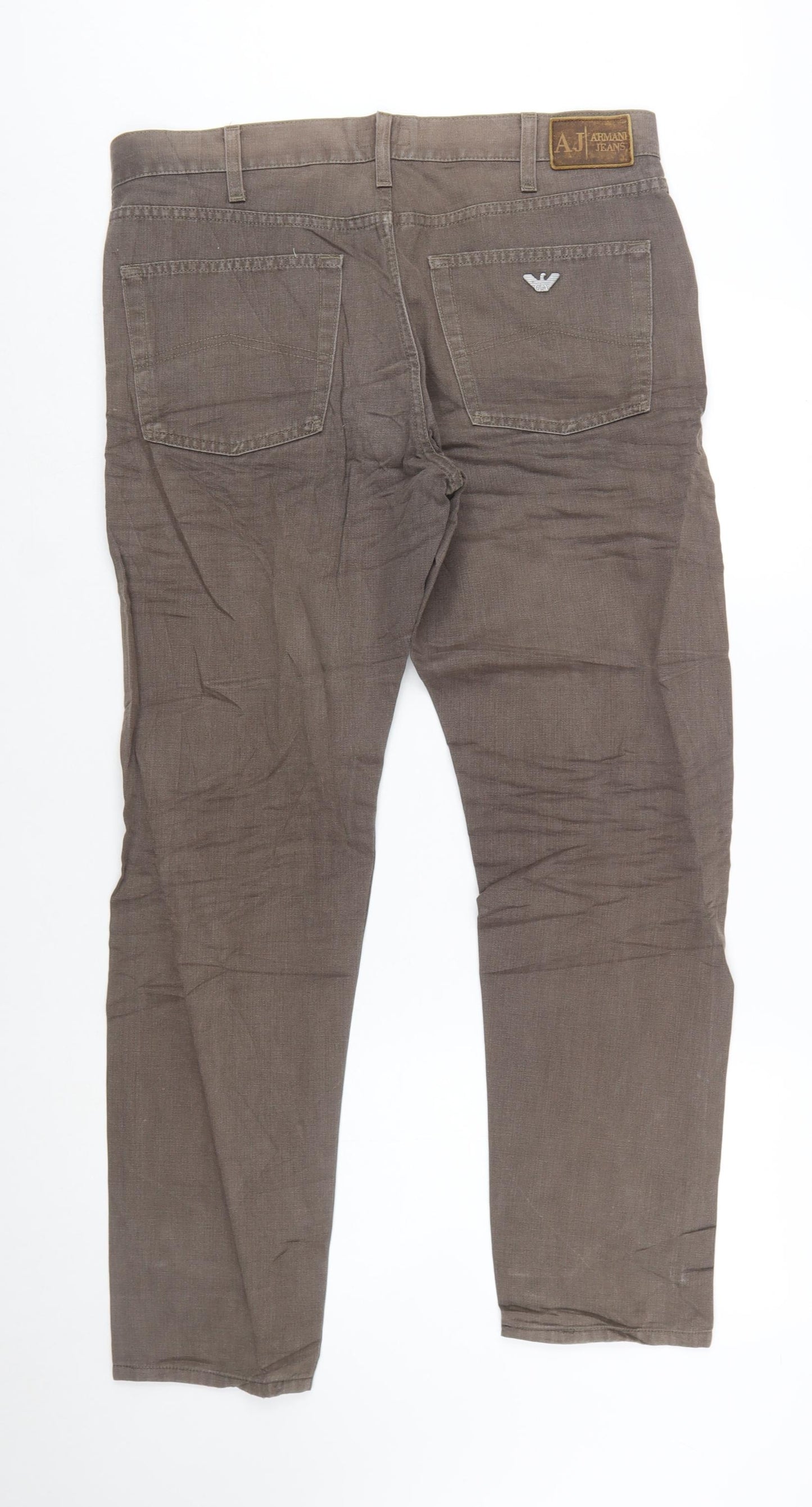 Armani Jeans Men's Brown Straight Leg Jeans Size 36 Regular Fit