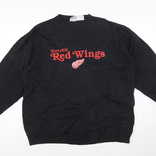 CCM Men's Black Detroit Red Wings Sweatshirt L Pullover Vintage Sports