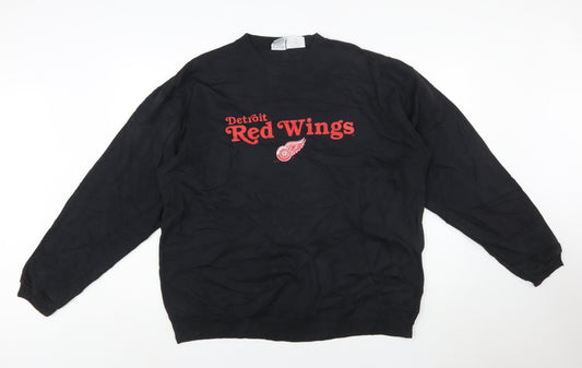 CCM Men's Black Detroit Red Wings Sweatshirt L Pullover Vintage Sports