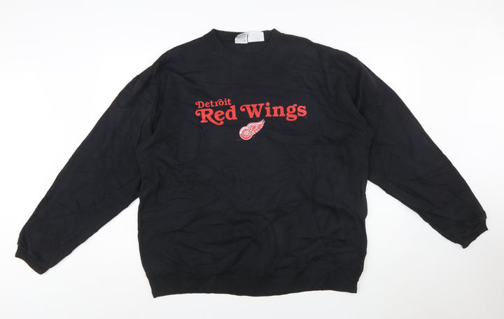 CCM Men's Black Detroit Red Wings Sweatshirt L Pullover Vintage Sports
