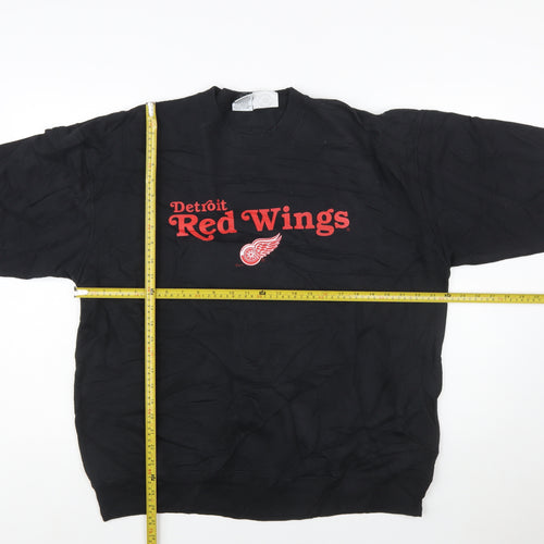 CCM Men's Black Detroit Red Wings Sweatshirt L Pullover Vintage Sports