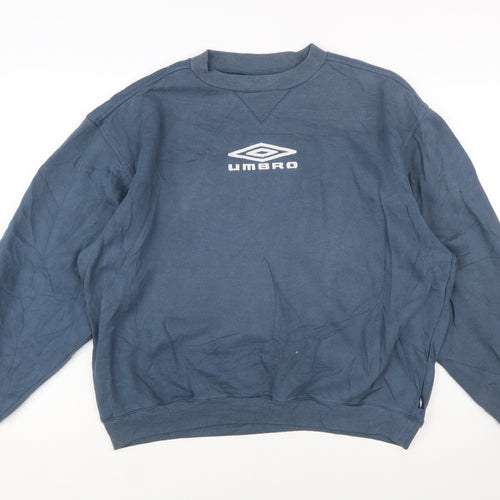 Umbro Men Blue L Pullover Crew Neck Retro Sports Sweatshirt