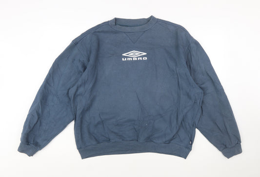 Umbro Men Blue L Pullover Crew Neck Retro Sports Sweatshirt