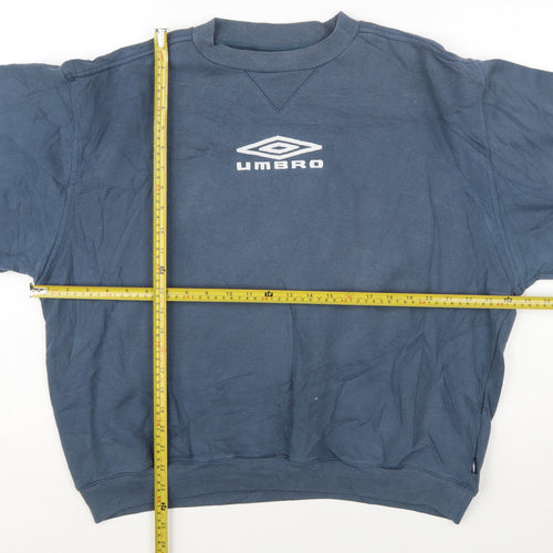 Umbro Men Blue L Pullover Crew Neck Retro Sports Sweatshirt