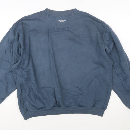 Umbro Men Blue L Pullover Crew Neck Retro Sports Sweatshirt