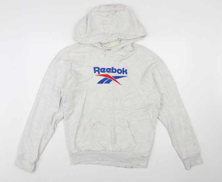 Reebok Mens Grey XS Pullover Hoodie Classic Logo Cotton Sweatshirt