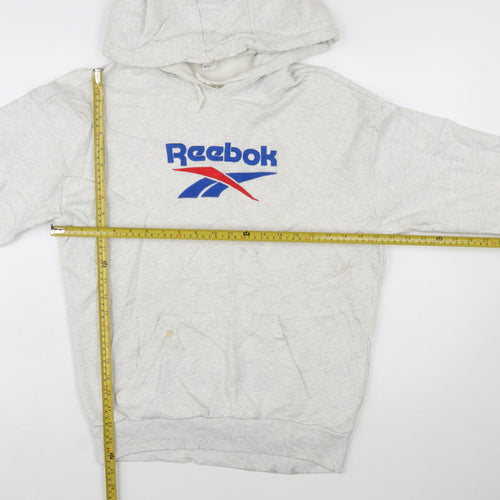 Reebok Mens Grey XS Pullover Hoodie Classic Logo Cotton Sweatshirt