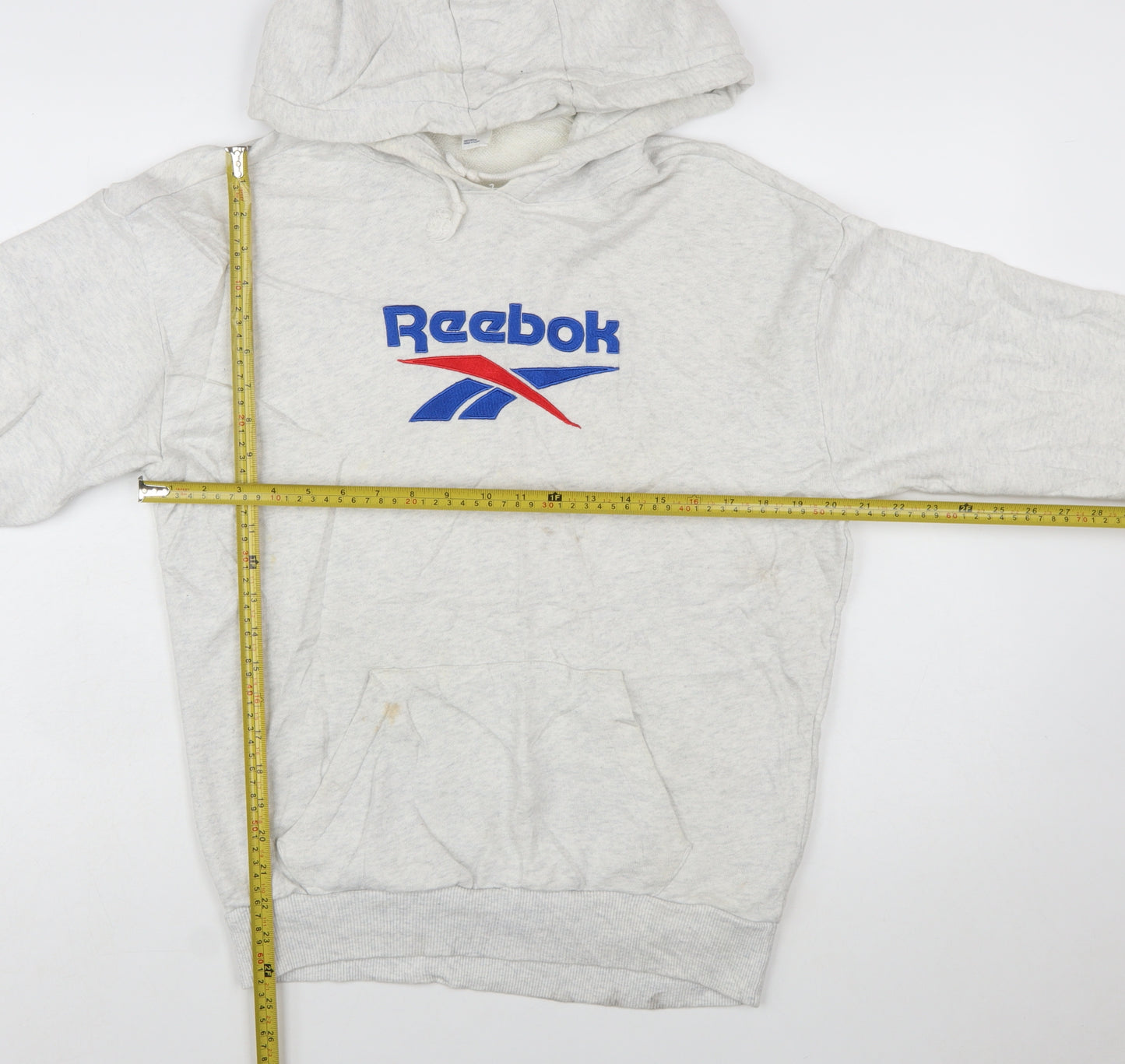 Reebok Mens Grey XS Pullover Hoodie Classic Logo Cotton Sweatshirt