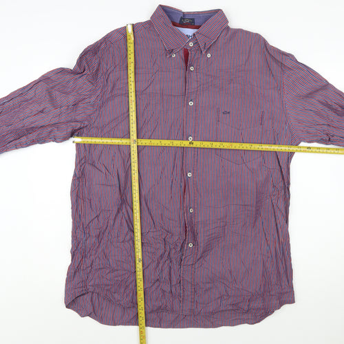 Paul & Shark Men’s Red Blue Striped Long Sleeve Cotton Button-Up Shirt Size L