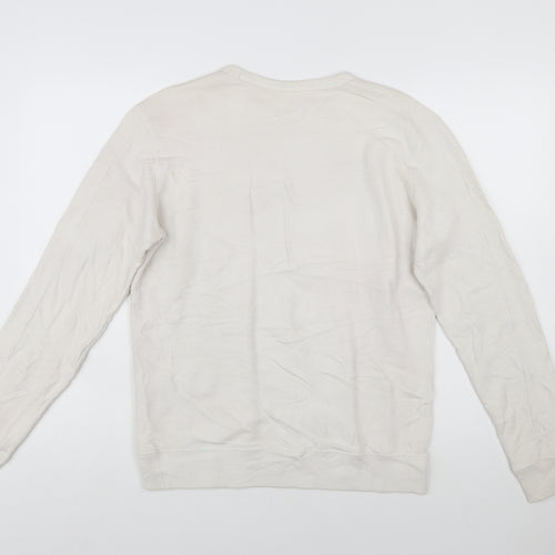 C.P. Company Boys Beige 14 Years Pullover Sweatshirt Logo Cotton Crew Neck