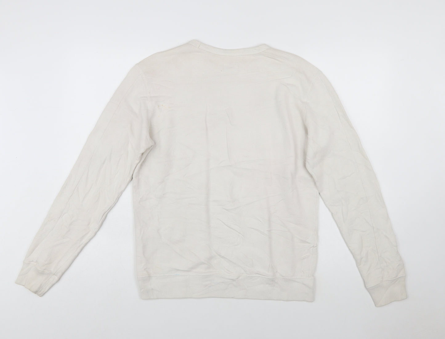 C.P. Company Boys Beige 14 Years Pullover Sweatshirt Logo Cotton Crew Neck