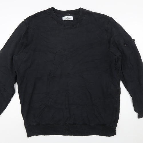 Stone Island Men's Black 3XL Cotton Crew Neck Pullover Sweatshirt