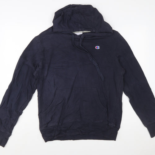 Champion Men's Blue Pullover Hoodie Small Logo Sweatshirt