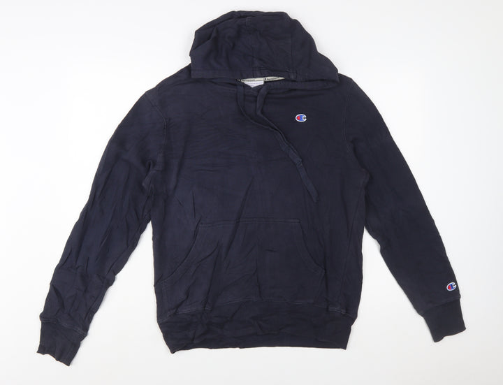 Champion Men's Blue Pullover Hoodie Small Logo Sweatshirt
