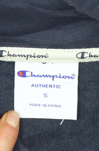 Champion Men's Blue Pullover Hoodie Small Logo Sweatshirt
