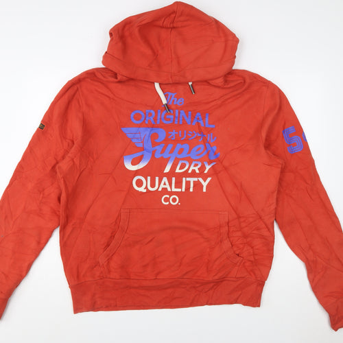 Superdry Men’s Red Pullover Graphic Hoodie 2XL Fleece Casual