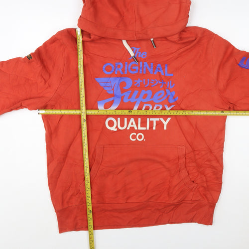 Superdry Men’s Red Pullover Graphic Hoodie 2XL Fleece Casual