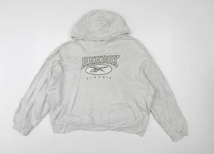 Reebok Women's Grey Classic Logo Pullover Hoodie XL Cotton